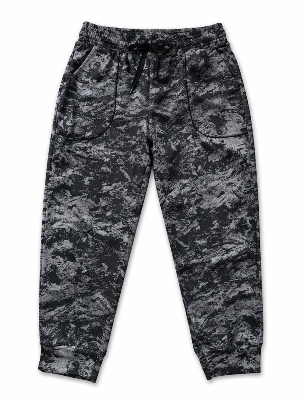 Oalka Cropped Jogger Pants Gray Marble Print Size M Ankle Length Athleisure